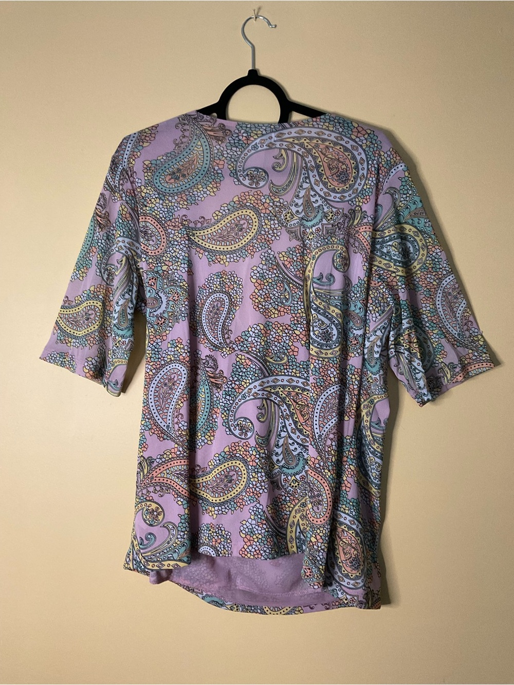 Jessica London Lavender Paisley Draped Cowl Neck Top - Picture 3 of 6